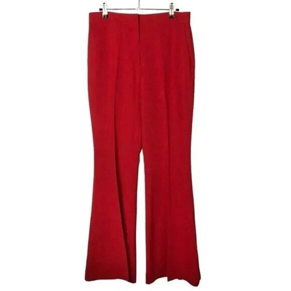 Nordstrom Lewit Bright Red Wide Leg Dress Pants 10 - Picture 1 of 5